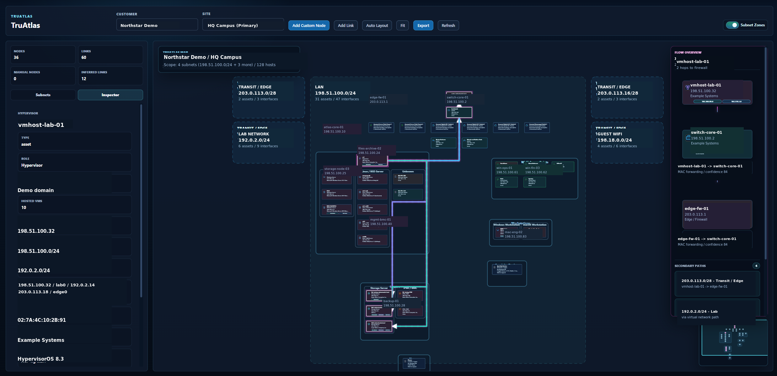 TraceDown infrastructure map preview